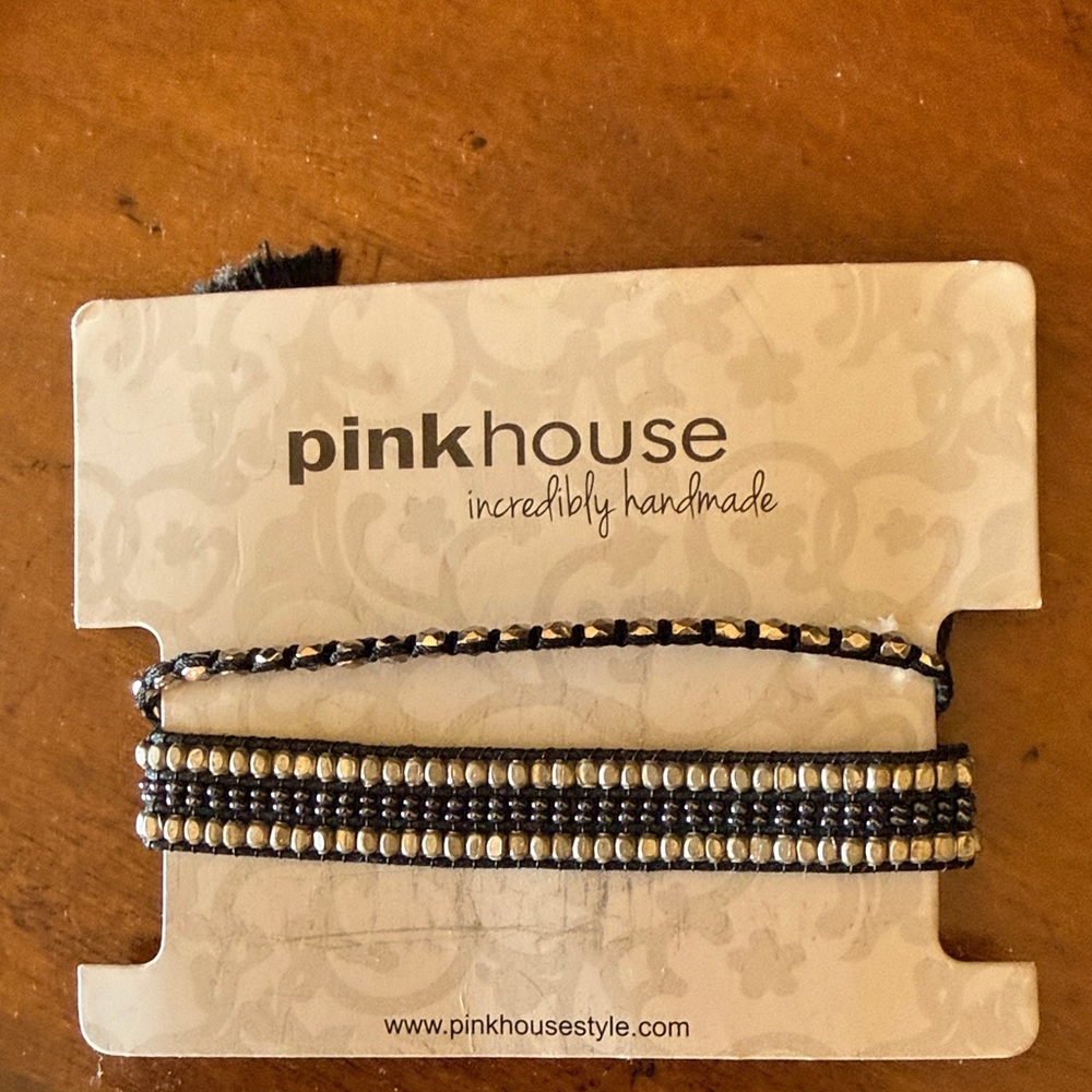 NWT- Pinkhouse Black and Gold Beaded Wrap Watch Bracelet